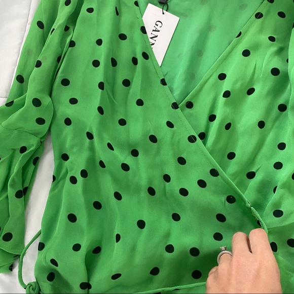 Ganni printed georgette wrap top - Picture 15 of 16